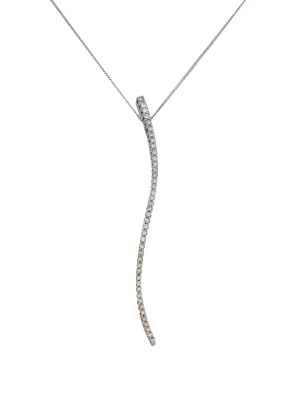 William May 18ct Gold Diamond Wave Pendant & Chain Necklace
