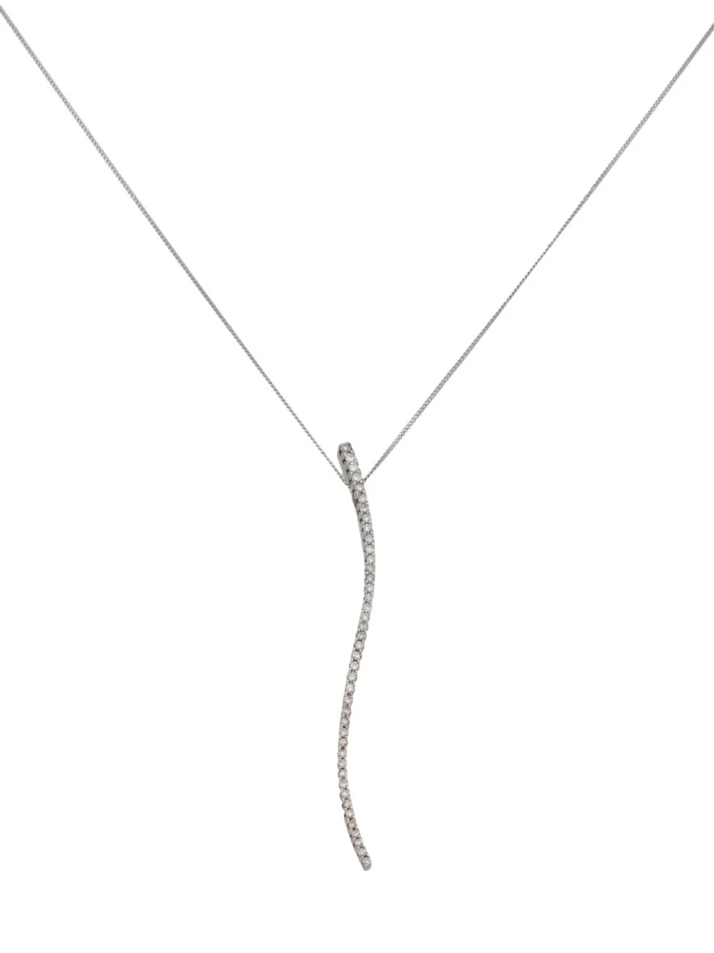 William May 18ct Gold Diamond Wave Pendant & Chain Necklace, view 2