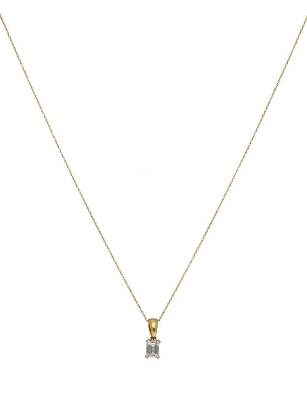 William May 18ct Gold Emerald Cut Diamond Pendant Necklace, view 2
