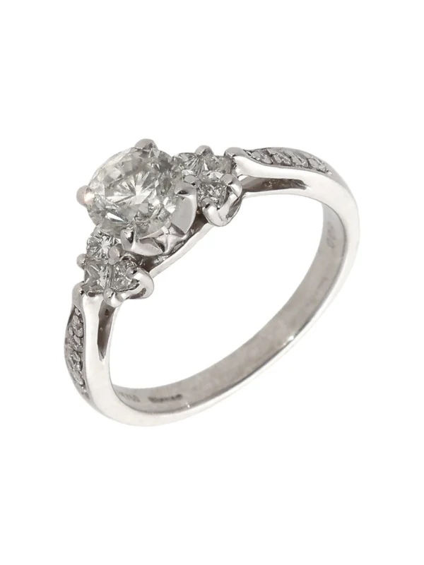 William May 18ct Gold Heart Shoulders Diamond Solitaire Ring