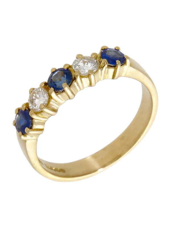 William May 18ct Gold Sapphire & Diamond 5 Stone Eternity Ring