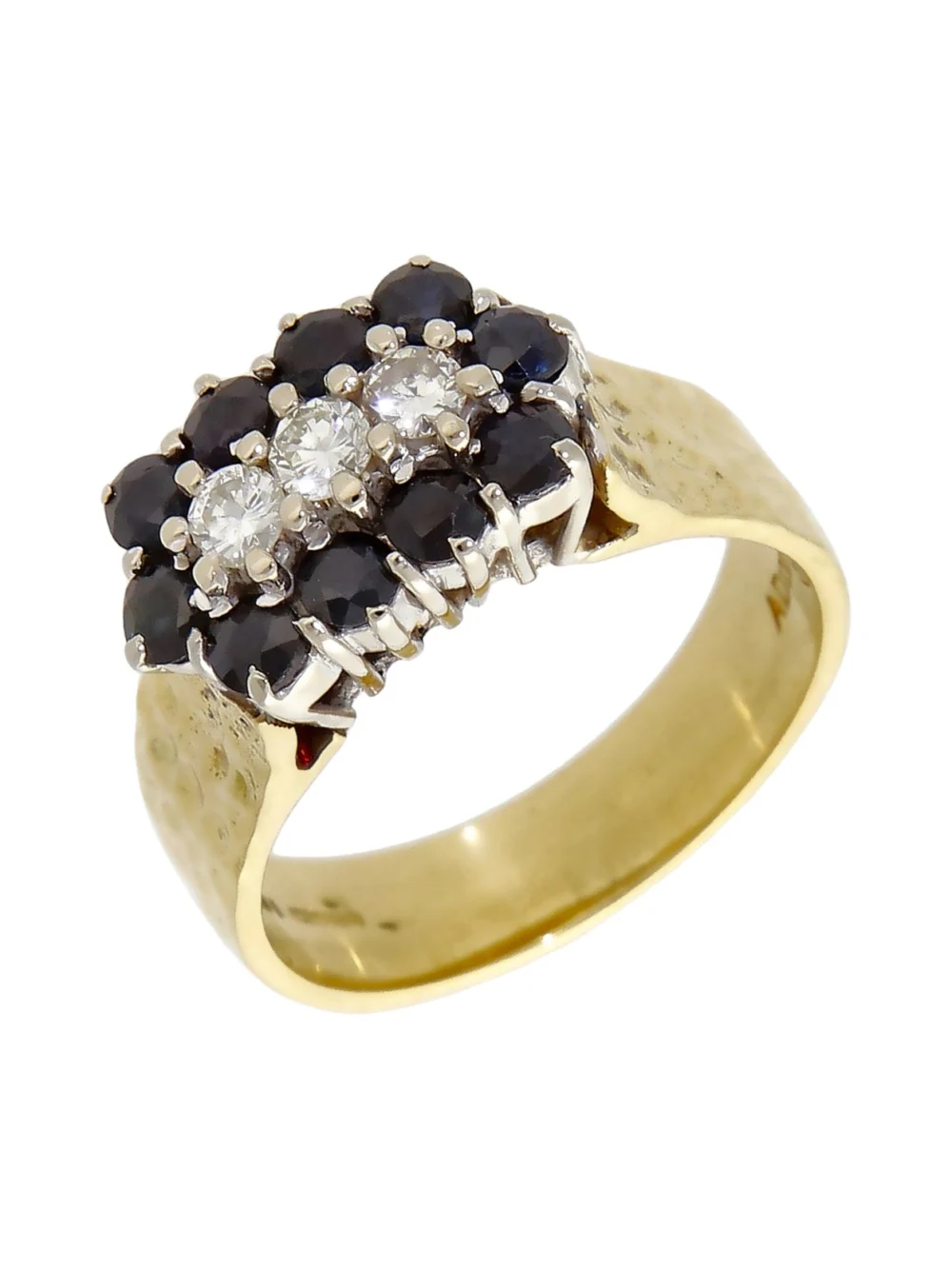 William May 18ct Gold Sapphire & Diamond Trilogy Cluster Ring