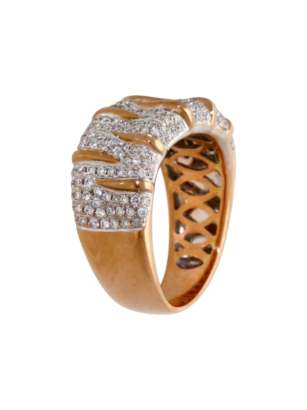 William May 18ct Rose & White Gold 0.50ct Diamond Wave Dress Ring, view 2