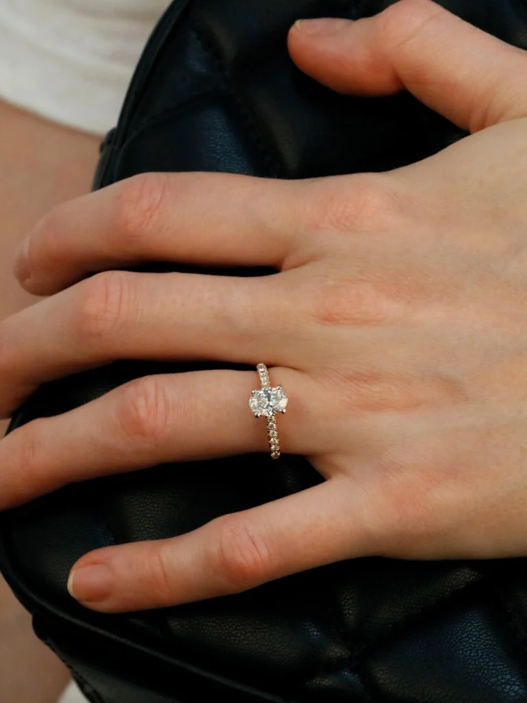 William May 18ct Rose Gold Oval Diamond Solitaire Ring