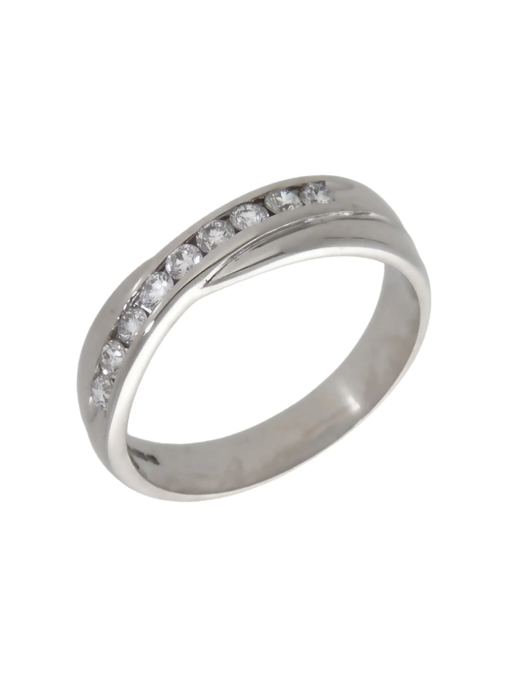William May 18ct White Gold 0.20ct Diamond Crossover Wave Ring