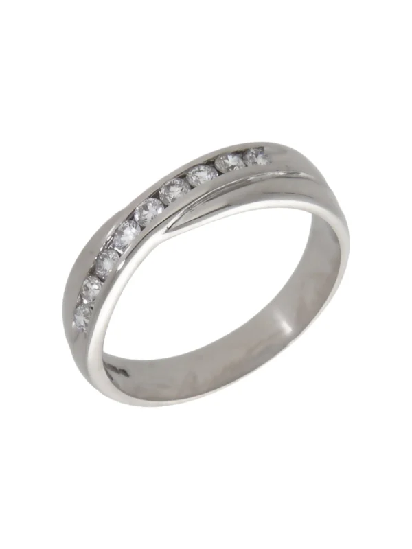 William May 18ct White Gold 0.20ct Diamond Crossover Wave Ring