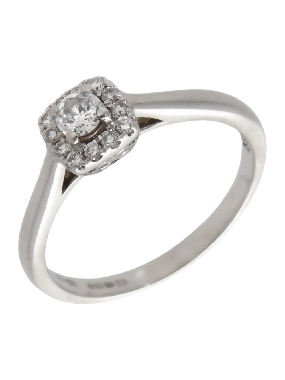 William May 18ct White Gold 0.25ct Diamond Halo Cluster Ring