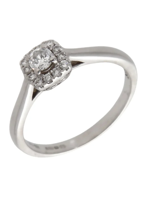 William May 18ct White Gold 0.25ct Diamond Halo Cluster Ring