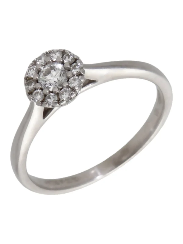 William May 18ct White Gold 0.26ct Diamond Halo Cluster Ring