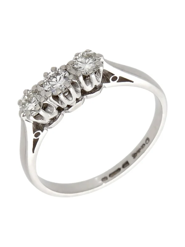 William May 18ct White Gold 0.33ct Diamond Trilogy Ring