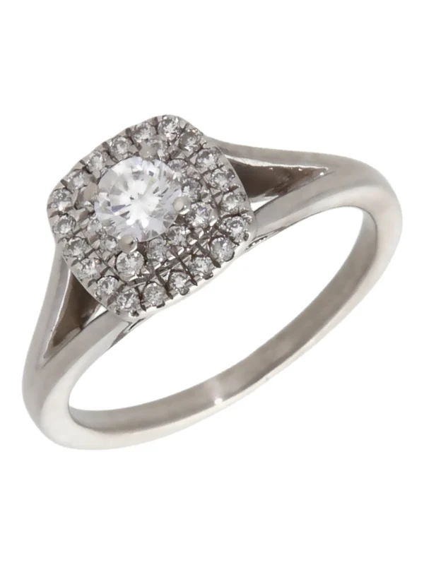 William May 18ct White Gold 0.38ct Diamond Halo Cluster Ring