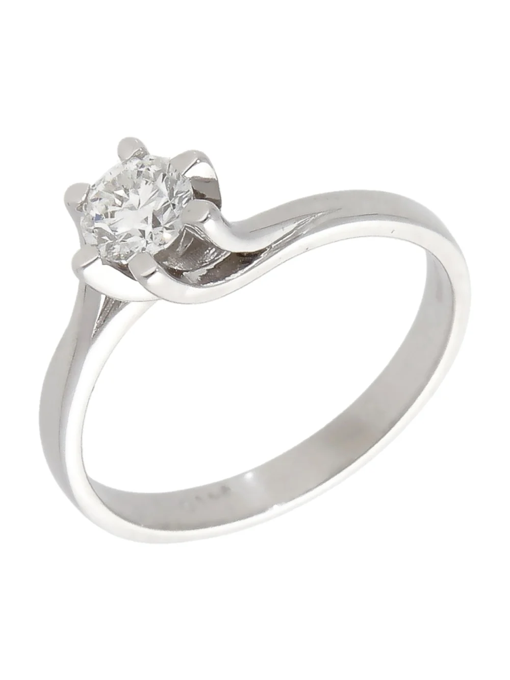 William May 18ct White Gold 0.47ct Diamond Solitaire Twist Ring