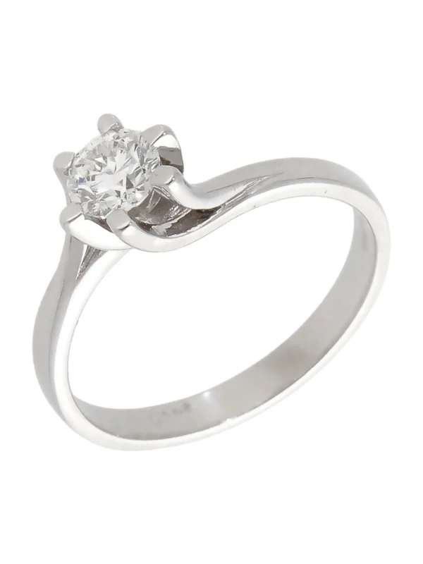 William May 18ct White Gold 0.47ct Diamond Solitaire Twist Ring