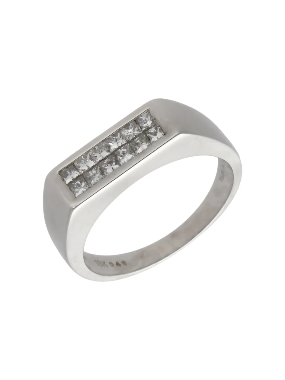 William May 18ct White Gold 0.49ct Diamond 2 Row Signet Ring