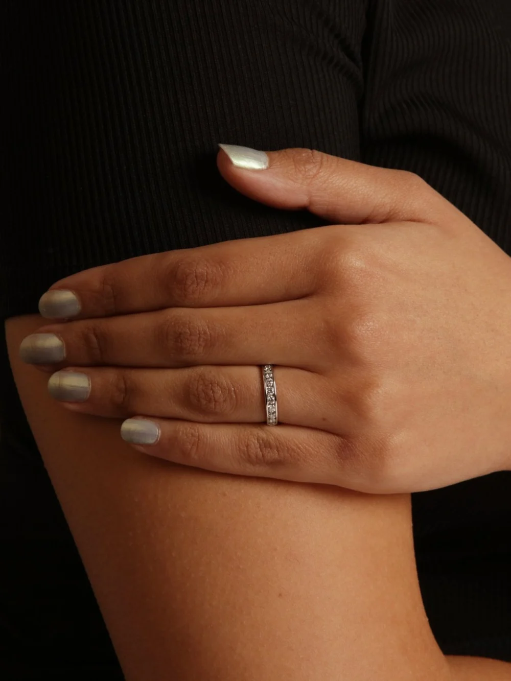 William May 18ct White Gold 0.50ct Diamond Half Eternity Ring, view 2
