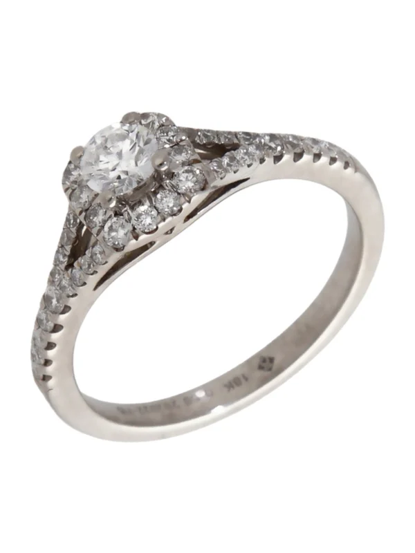 William May 18ct White Gold 0.50ct Diamond Halo Cluster Ring