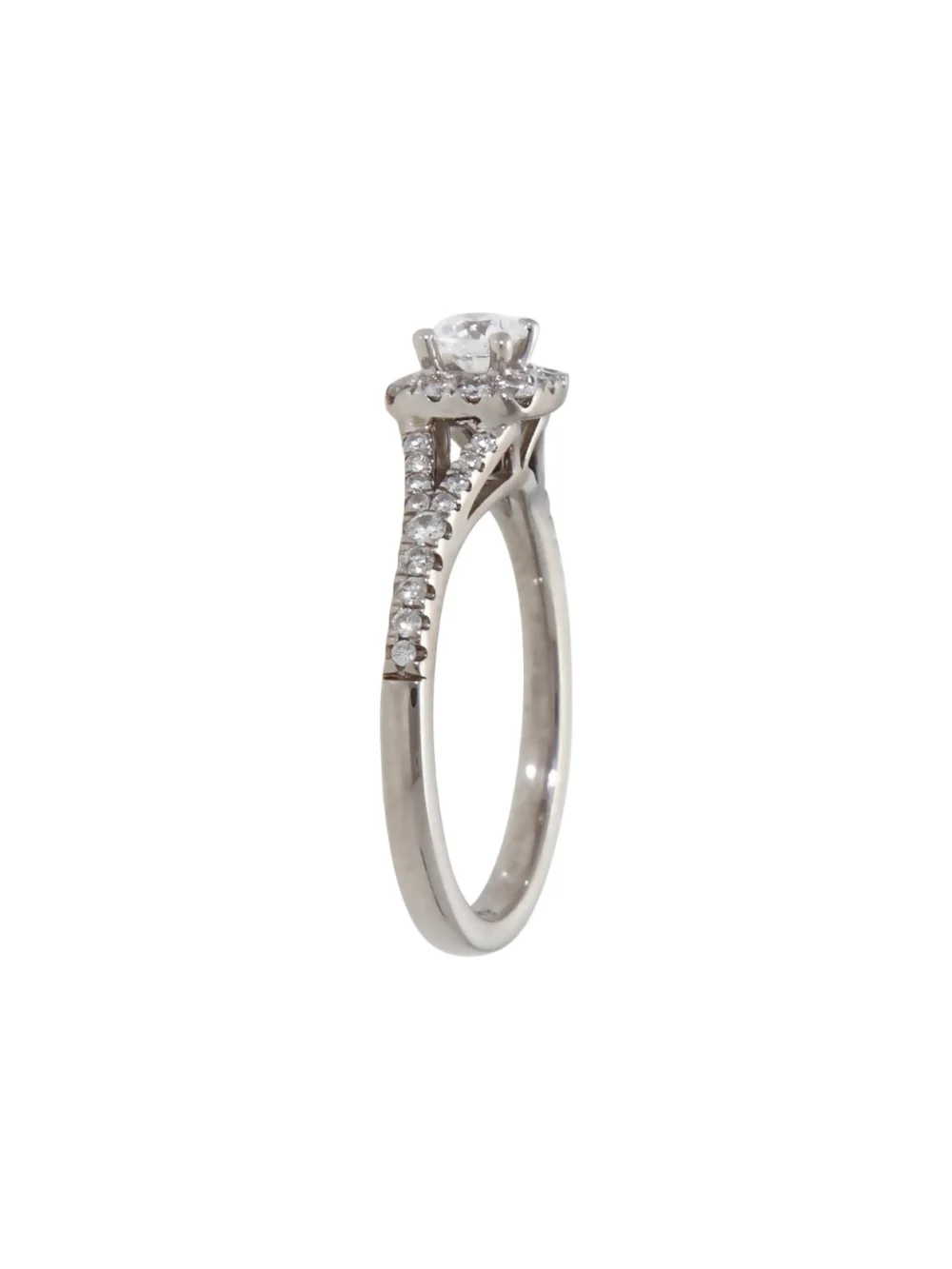 William May 18ct White Gold 0.50ct Diamond Halo Cluster Ring, view 3
