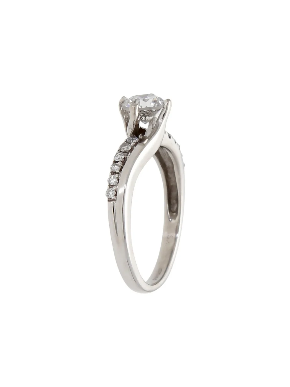 William May 18ct White Gold 0.50ct Diamond Solitaire Twist Ring, view 2