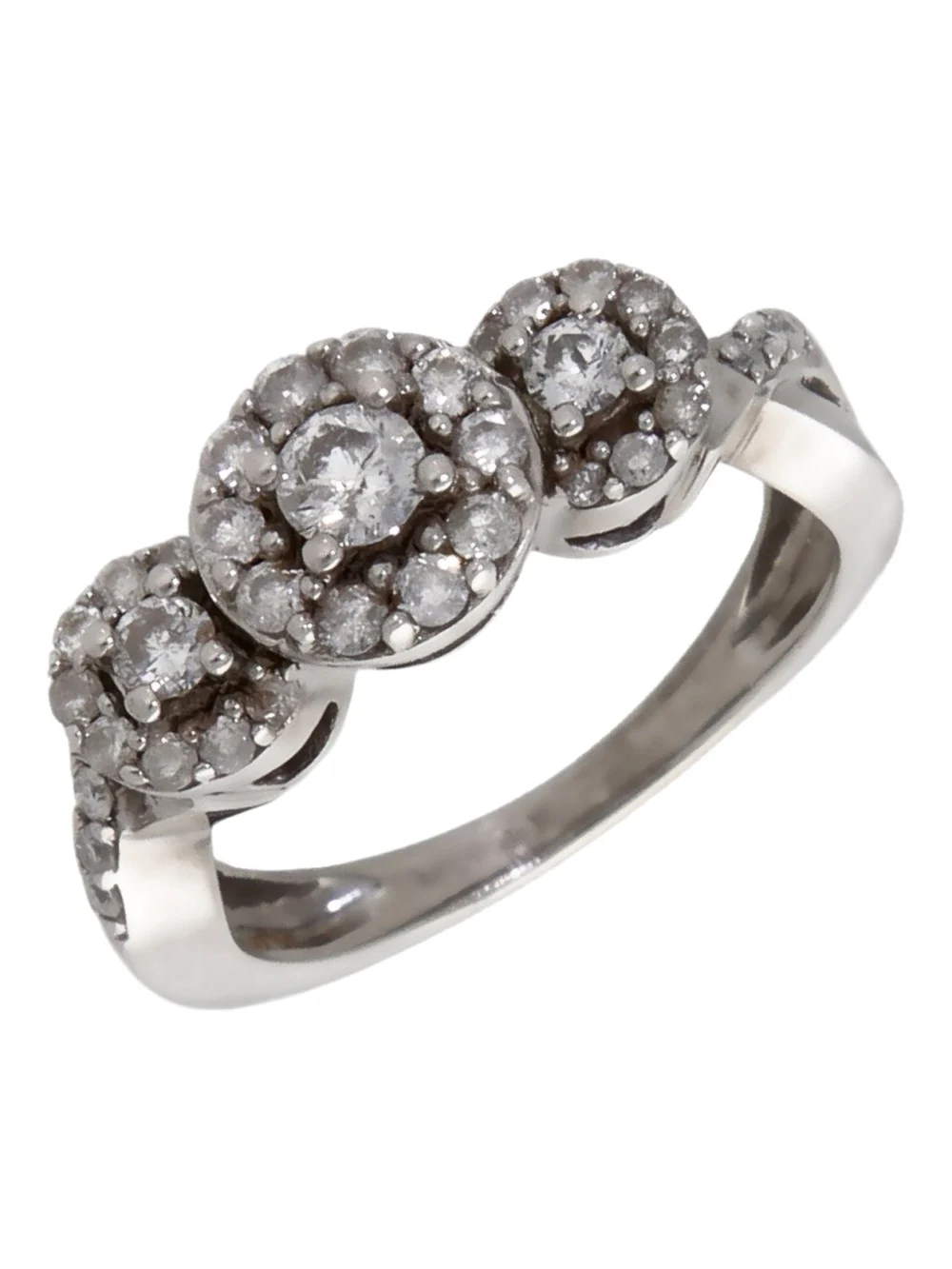 William May 18ct White Gold 0.50ct Diamond Triple Cluster Ring