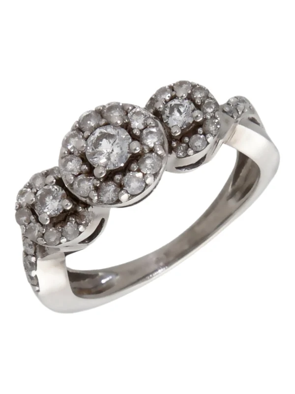 William May 18ct White Gold 0.50ct Diamond Triple Cluster Ring
