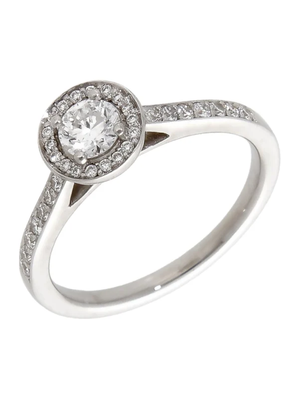 William May 18ct White Gold 0.55ct Diamond Halo Cluster Ring