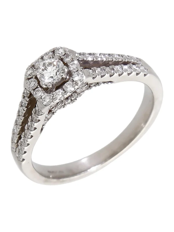 William May 18ct White Gold 0.70ct Diamond Halo Cluster Ring