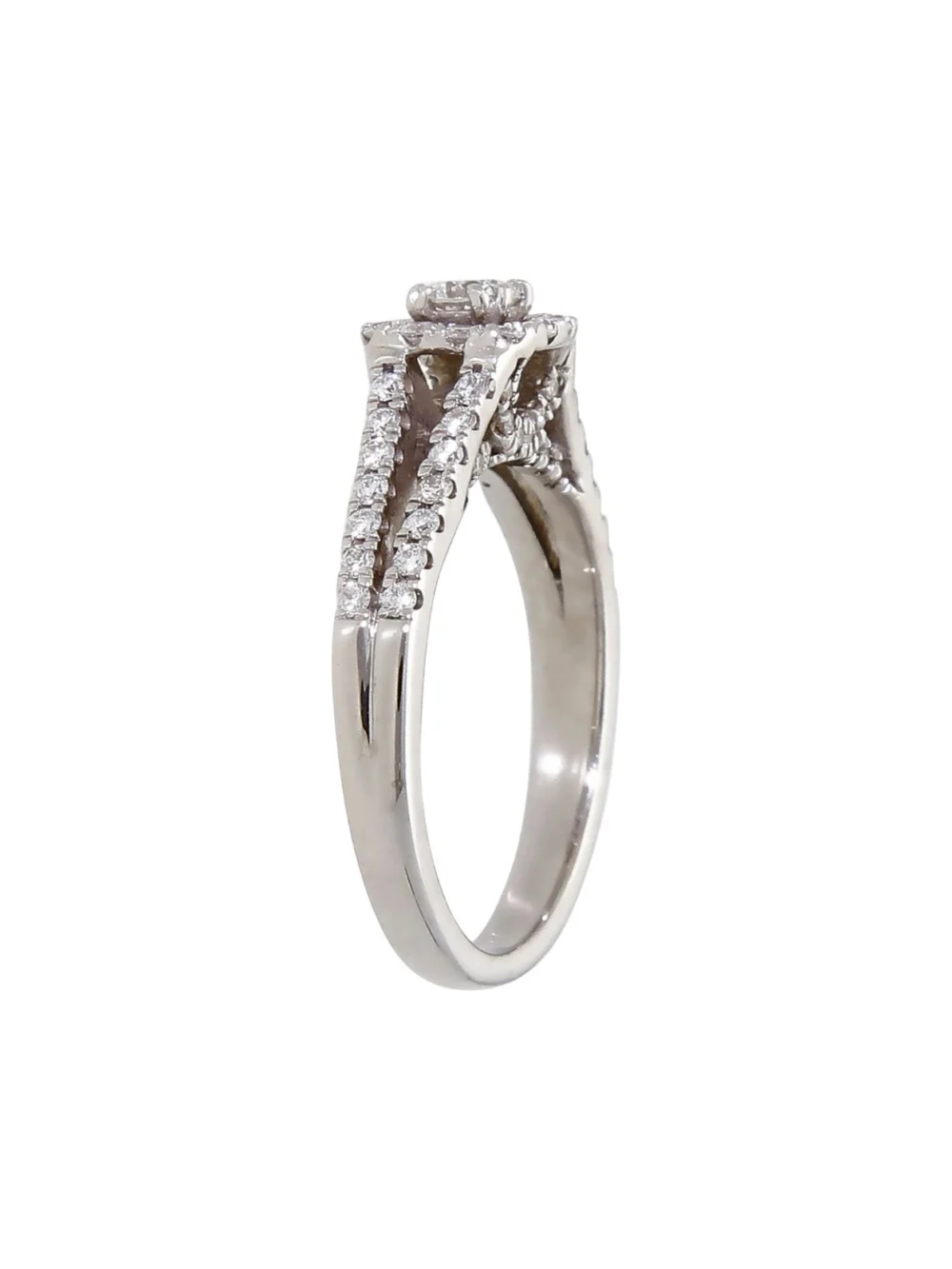 William May 18ct White Gold 0.70ct Diamond Halo Cluster Ring, view 2