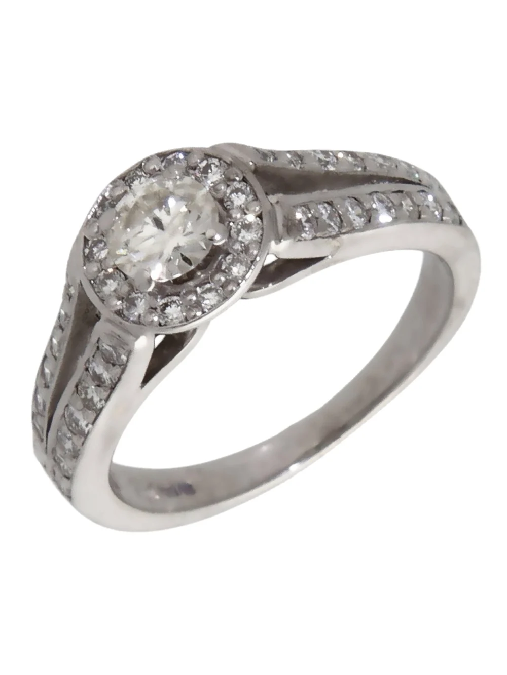 William May 18ct White Gold 0.75ct Diamond Halo Cluster Ring