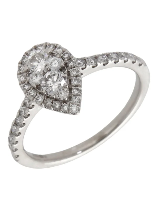 William May 18ct White Gold 0.75ct Diamond Pear Cluster Ring