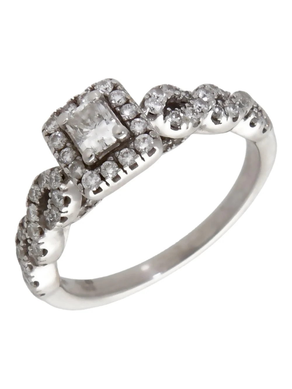 William May 18ct White Gold 0.75ct Mixed Cut Diamond Halo Ring