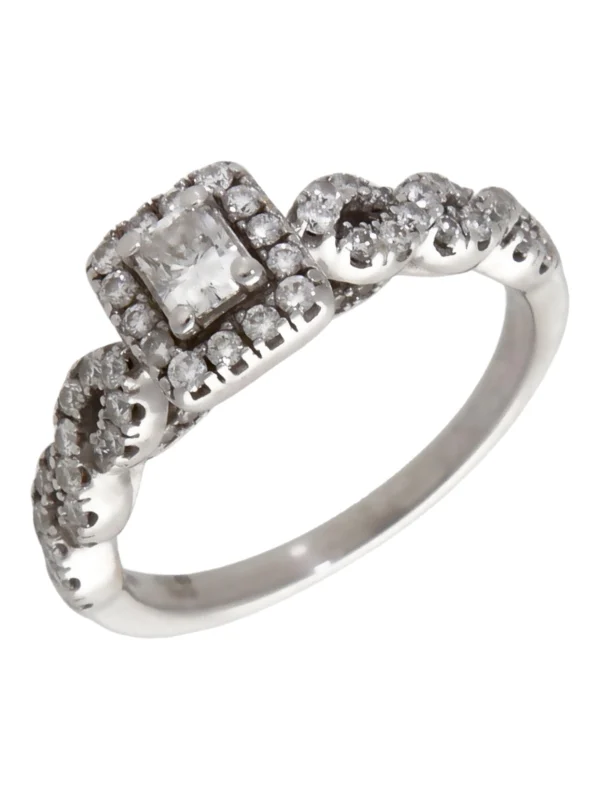 William May 18ct White Gold 0.75ct Mixed Cut Diamond Halo Ring