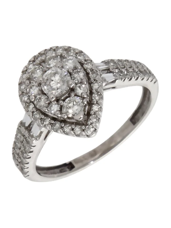 William May 18ct White Gold 0.80ct Diamond Pear Cluster Ring