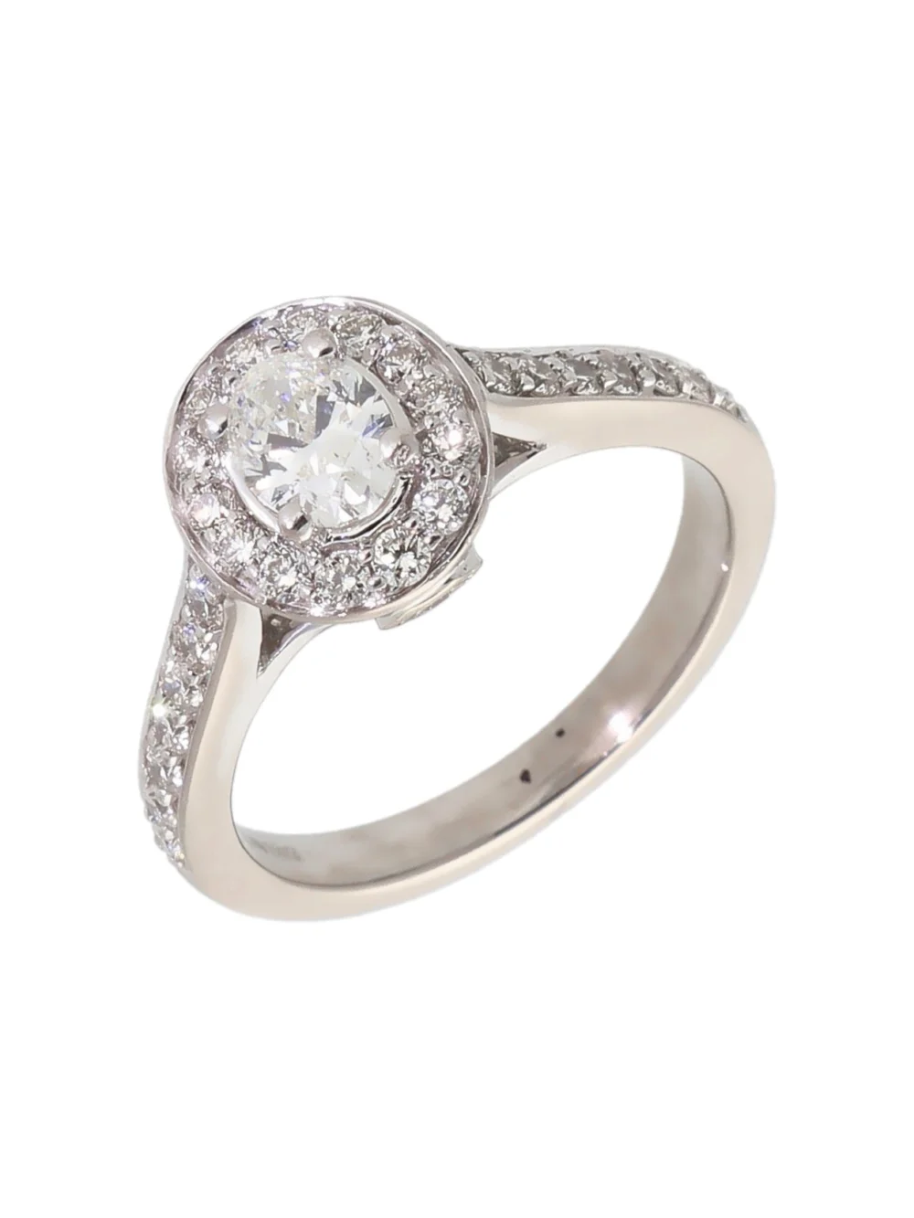 William May 18ct White Gold 0.85 Carat Diamond Oval Halo Ring