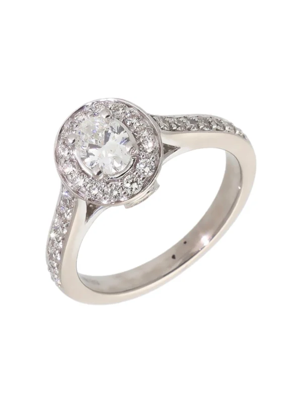 William May 18ct White Gold 0.85 Carat Diamond Oval Halo Ring