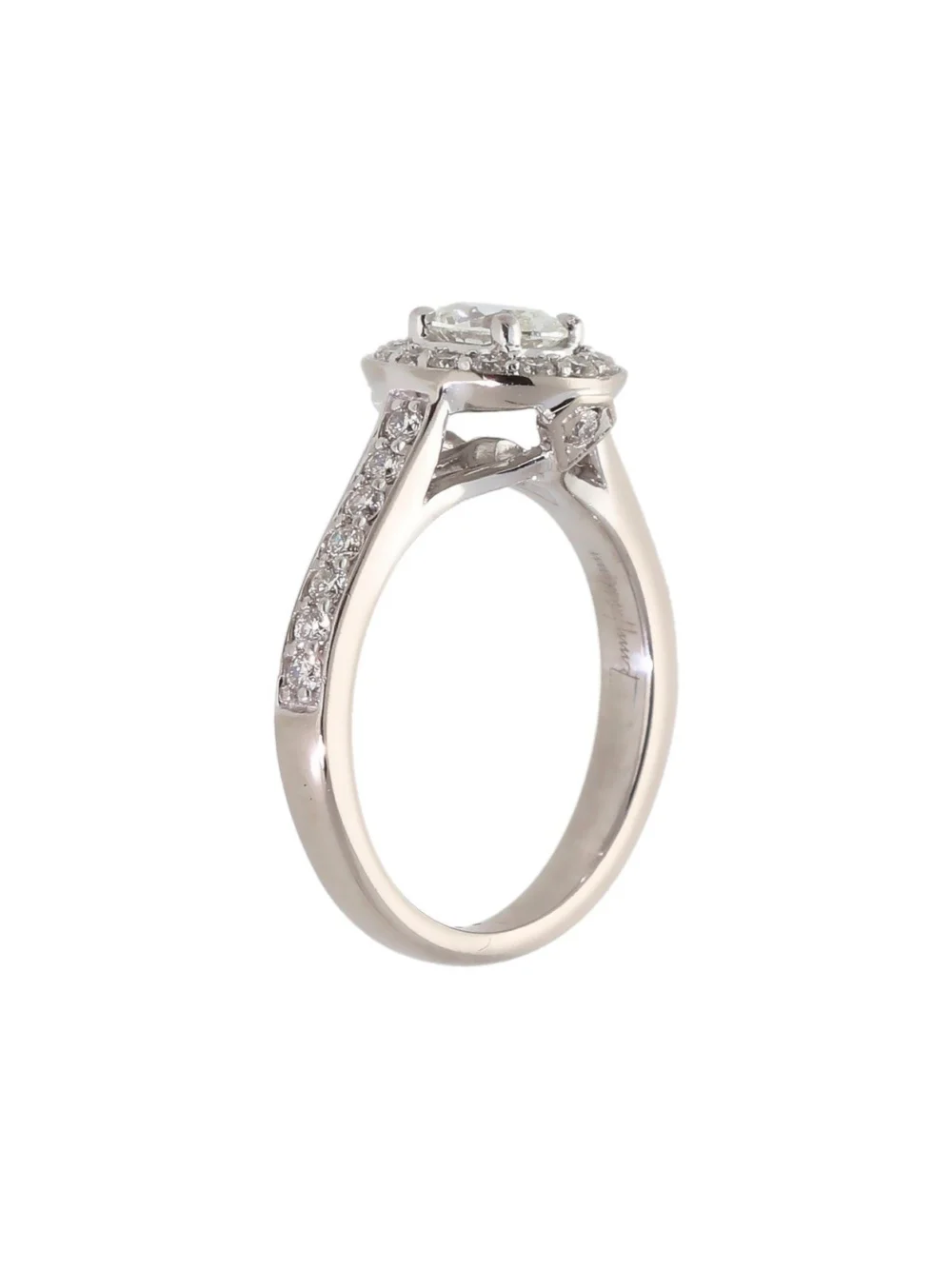 William May 18ct White Gold 0.85 Carat Diamond Oval Halo Ring, view 2