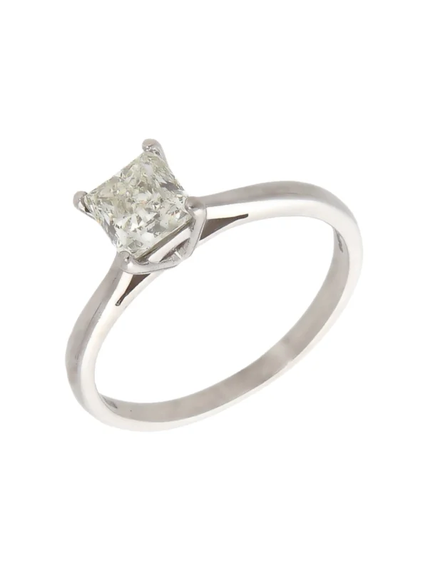 William May 18ct White Gold 0.89ct Princess Cut Diamond Ring