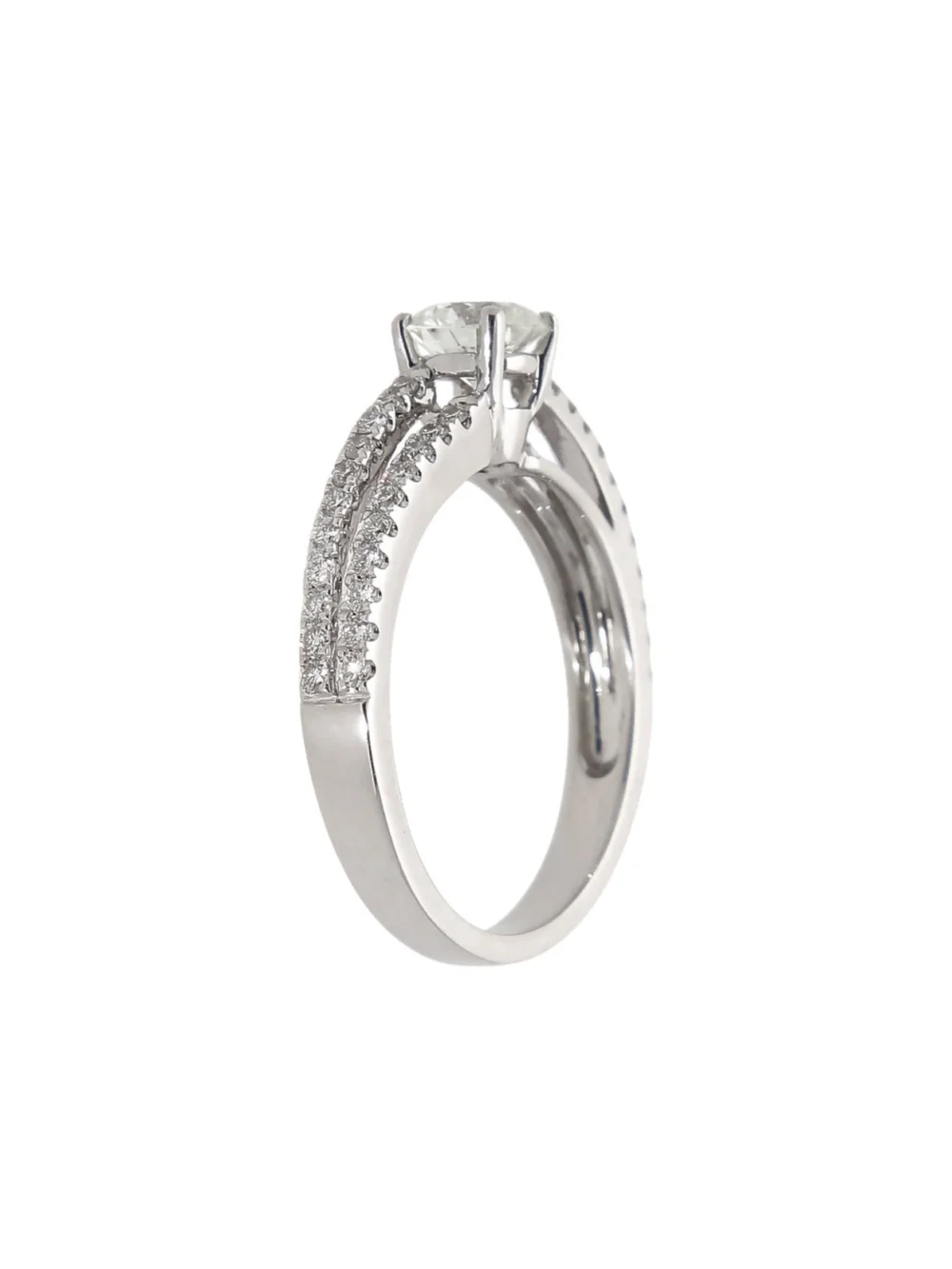 William May 18ct White Gold 0.97ct Diamond Solitaire Band Ring, view 2