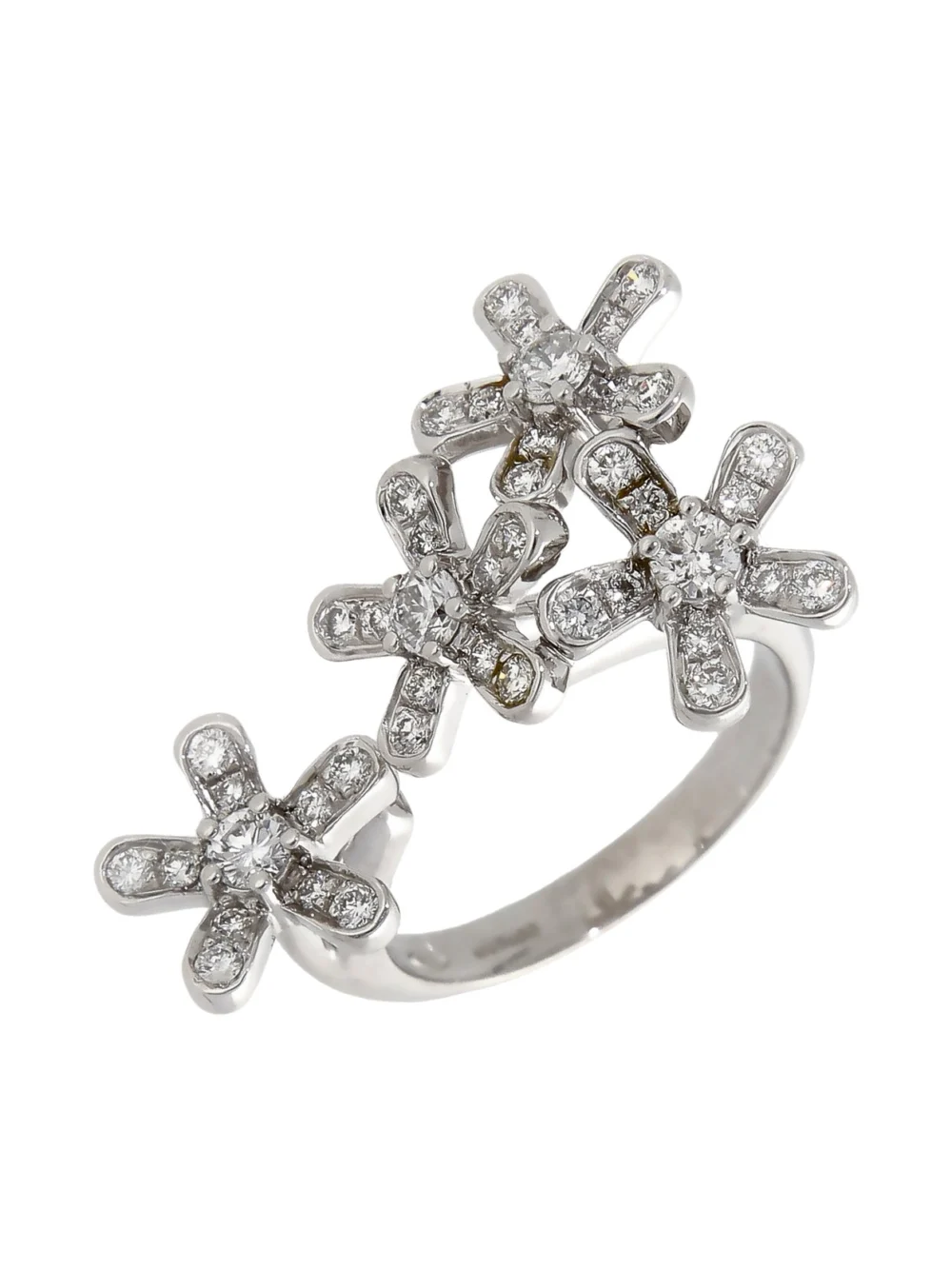 William May 18ct White Gold 1.00ct Diamond Flowers Dress Ring, view 2