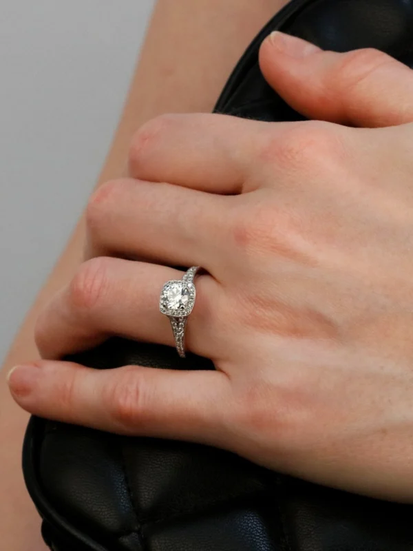 William May 18ct White Gold 1.00ct Diamond Halo Cluster Ring