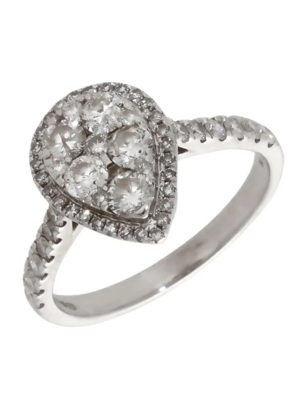 William May 18ct White Gold 1.00ct Diamond Pear Cluster Ring