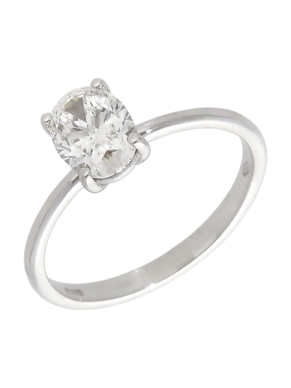 William May 18ct White Gold 1.00ct Oval Diamond Solitaire Ring