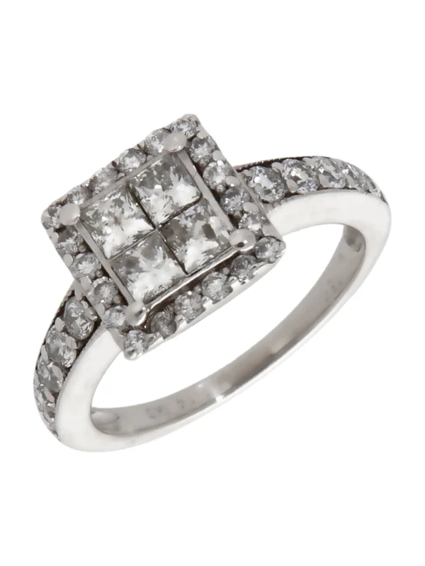 William May 18ct White Gold 1.14ct Mixed Cut Diamond Cluster Ring