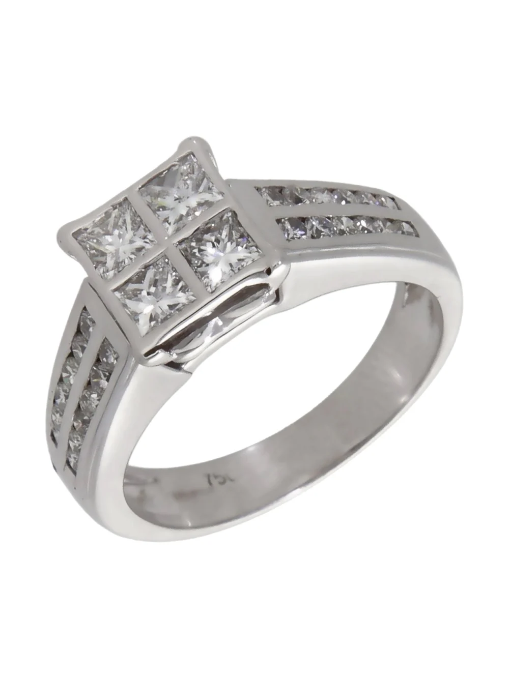 William May 18ct White Gold 1.36ct Mixed Cut Diamond Cluster Ring