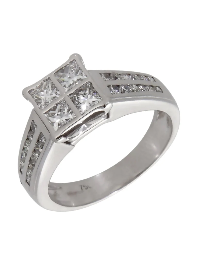 William May 18ct White Gold 1.36ct Mixed Cut Diamond Cluster Ring