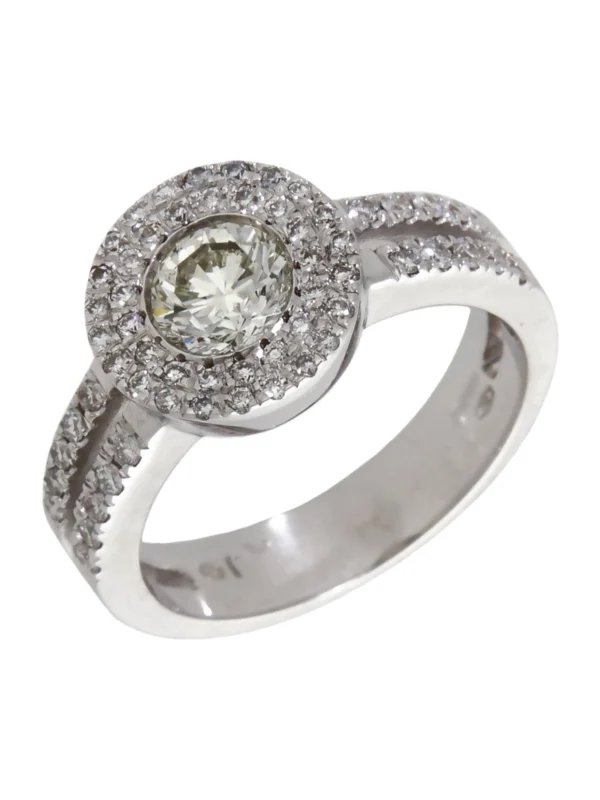 William May 18ct White Gold 1.50ct Diamond Halo Cluster Ring