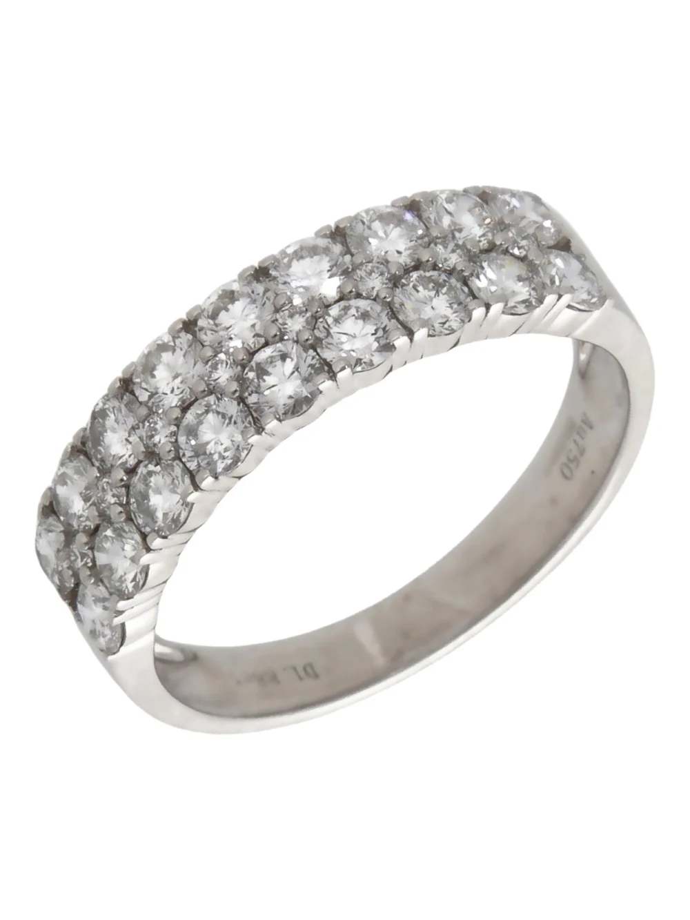 William May 18ct White Gold 1.88ct Diamond 2 Row Dress Ring