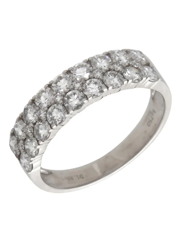 William May 18ct White Gold 1.88ct Diamond 2 Row Dress Ring