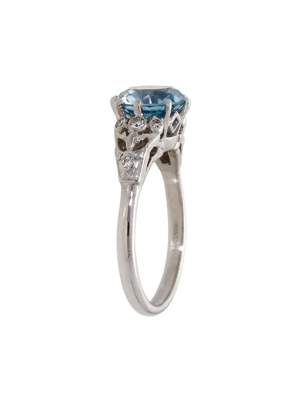 William May 18ct White Gold Blue Zircon & Diamond Dress Ring, view 2