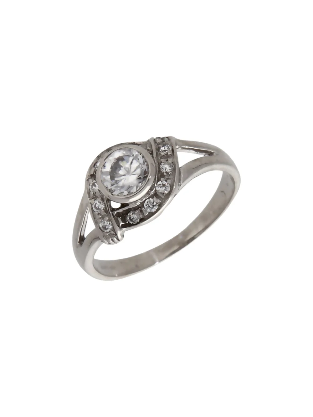 William May 18ct White Gold Cubic Zirconia Halo Twist Ring