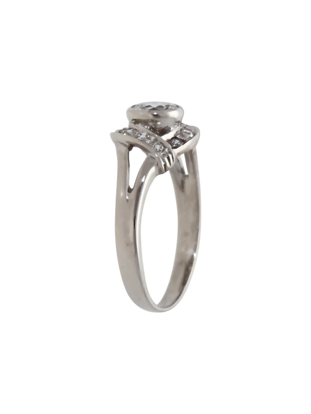 William May 18ct White Gold Cubic Zirconia Halo Twist Ring, view 2